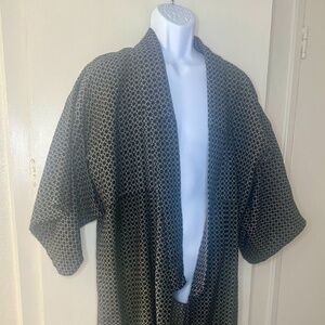 Longline Circle Patterened Kimono with sleeve cut-out detail
